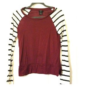 Burgundy Striped Top